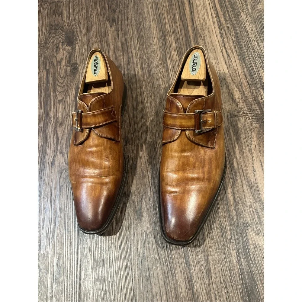 Magnanni Marco Monk Strap Dress Shoes Brown Leather Made Spain Men Size 10.5M